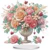 2D/Flat Rose Vase DIY Diamond Painting Desktop Decorations Double-Sided Printed Single-Side Drill for Home Office Desktop Decor