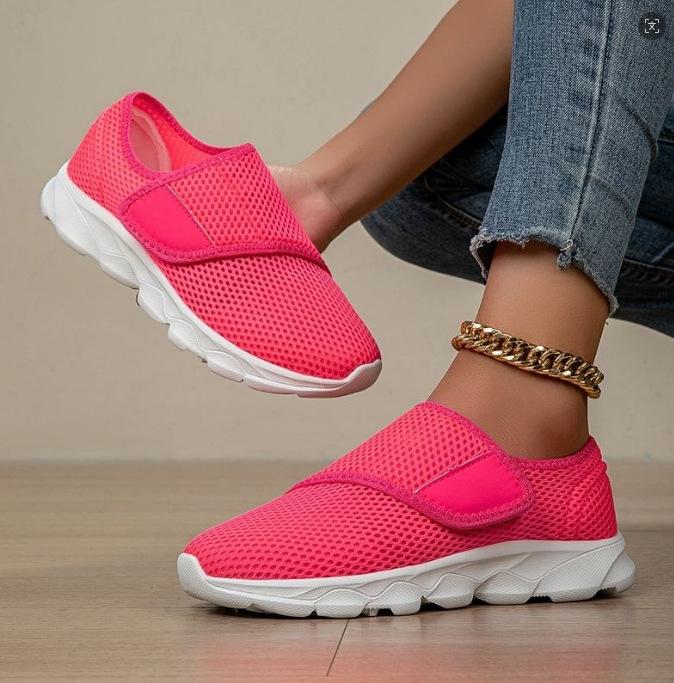 Large size mesh breathable shoes Velcro flat-soled single shoes Lightweight and comfortable shoes Men's and women's casual shoes