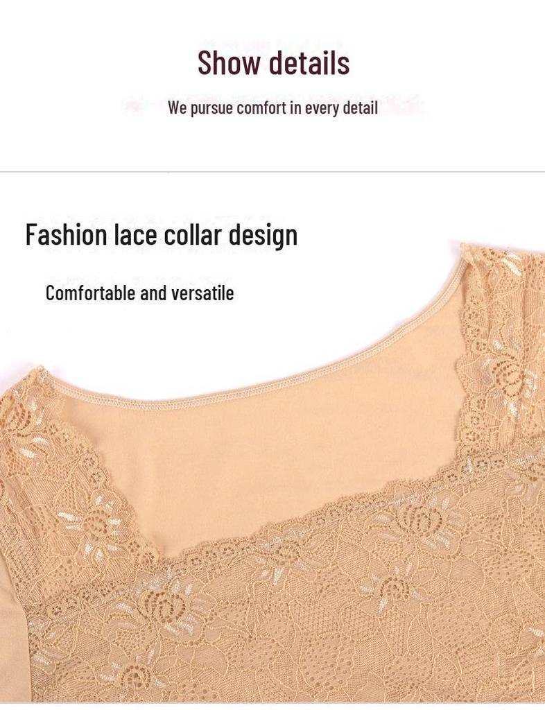 Women's Pure Cotton Lace Thermal Underwear Set - Autumn/Winter Long Sleeve & Bottoms