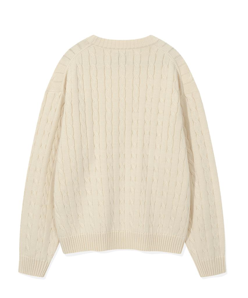WACKY WILLY Basic Cable Knit Pullover Cream