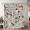 Tenda da doccia vintage a forma di fungo Foresta naturale Boho Farfalla Pianta Floreale Poliestere Tende da doccia Decorazione per il bagno Con ganci
