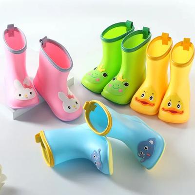 Leuke Wijde Ronde Neus Kinder Regenlaarzen Baby PVC Rubber Waterdichte Kinder Waterschoenen Schattige Cartoon Regenlaarzen Platform