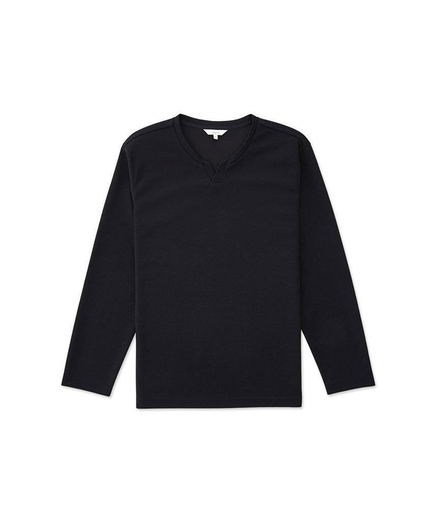 STCO Diems Ripple Knit Slit Neck T-Shirt_Navy (Classic Fit)_Dtsuz42Csn