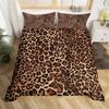 Brown Leopard Print Bedding Set Single Size Cheetah Texture Duvet Cover With 1 Pillowcase For Girls Women Black