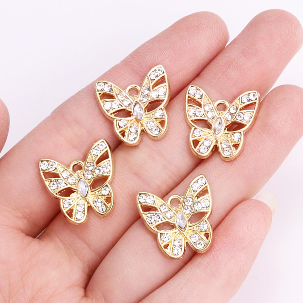 10Pcs Delicate Gold Color Zircon Flower Dragonfly Star Charms Pendants High Quality Diy Necklace Earrings Jewelry Accessories