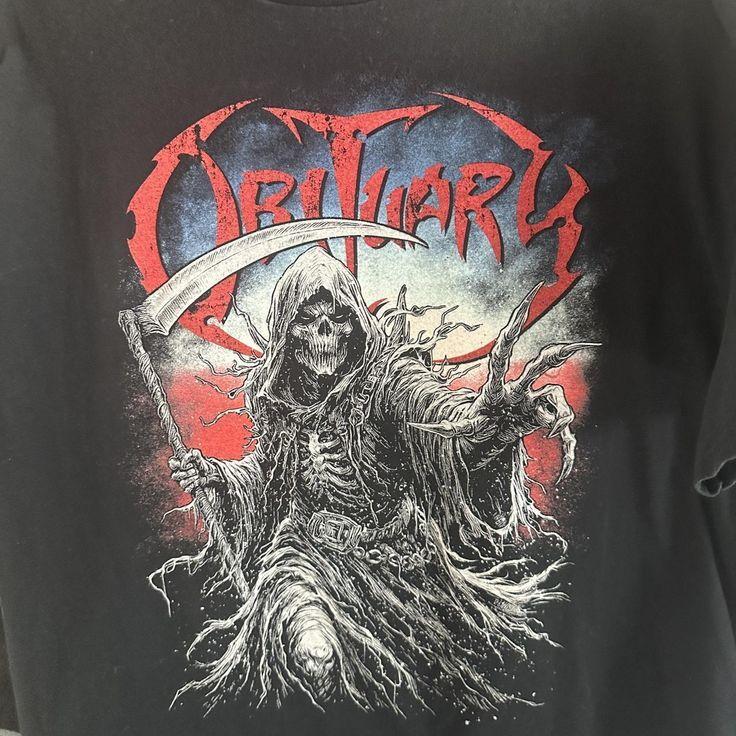 Obituary tour tee Remake Design Black Short sleeve T shirt Basic S