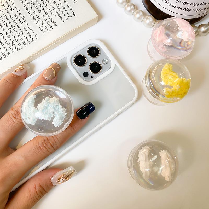 Crystal Ball Mobile Phone Airbag Bracket Solid Color Cloud Simple Transparent Paste Desktop Lazy Support