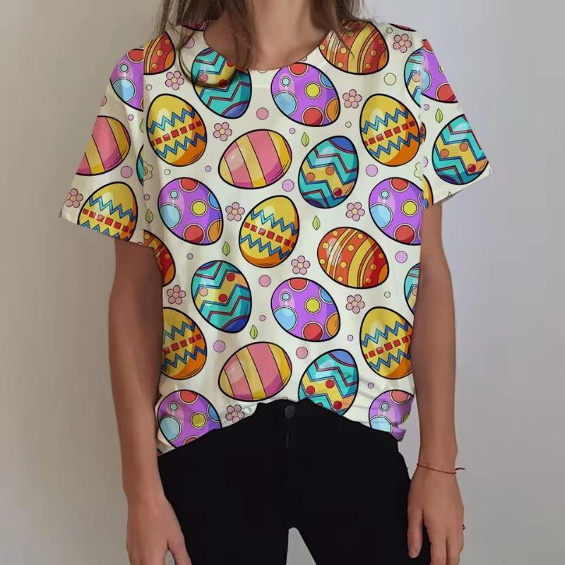3D Printed Kawaii Skull Women's T-shirt with Fun Animal Patterns Summer Casual Round Neck Top Short Sleeved Loose T-shirt