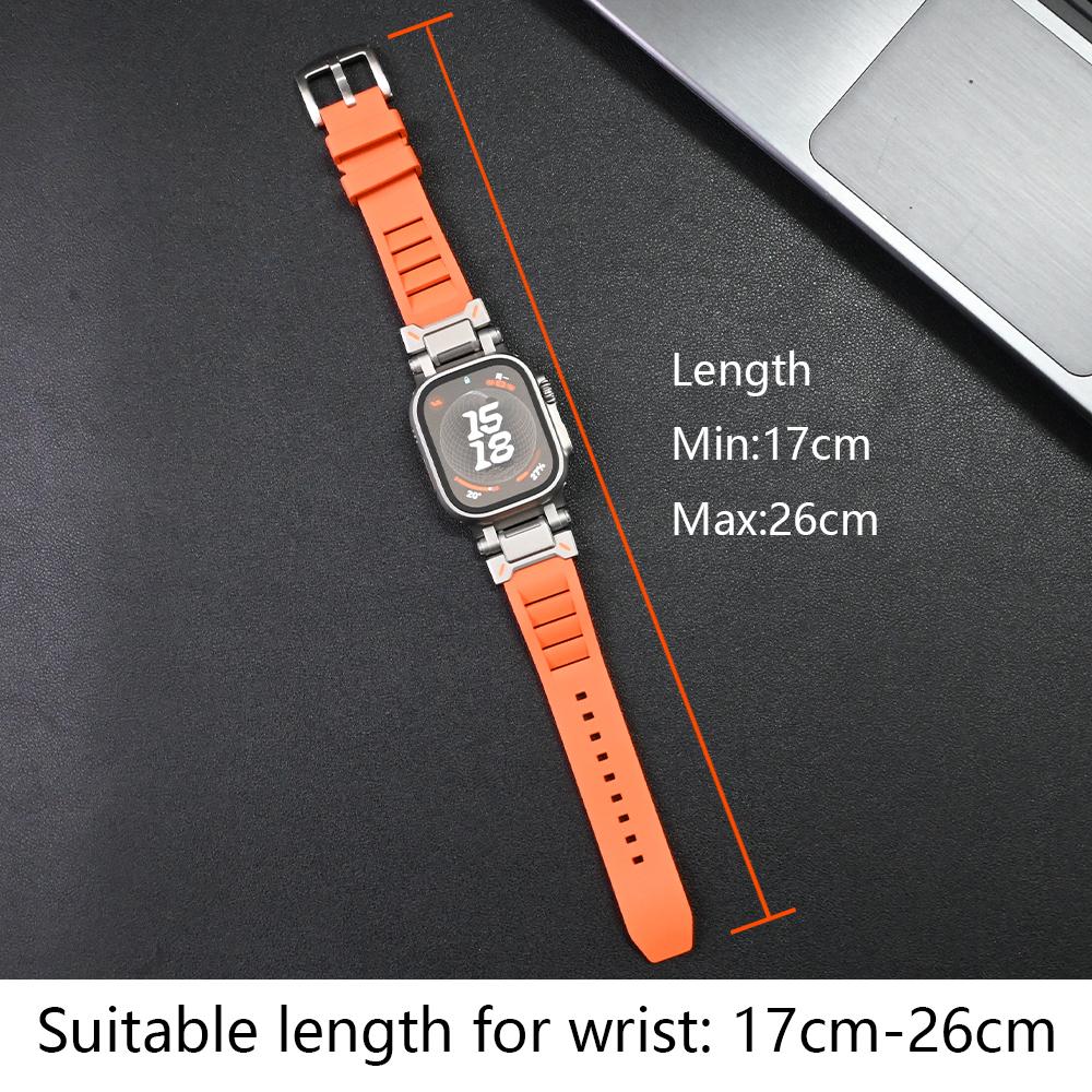 Rubber Band for Apple Watch Ultra 3 2 49mm Silicone Strap Luxury Sports Bracelet for Iwatch Series 11 10 9 8 7 6 5 Se 46mm 45 44