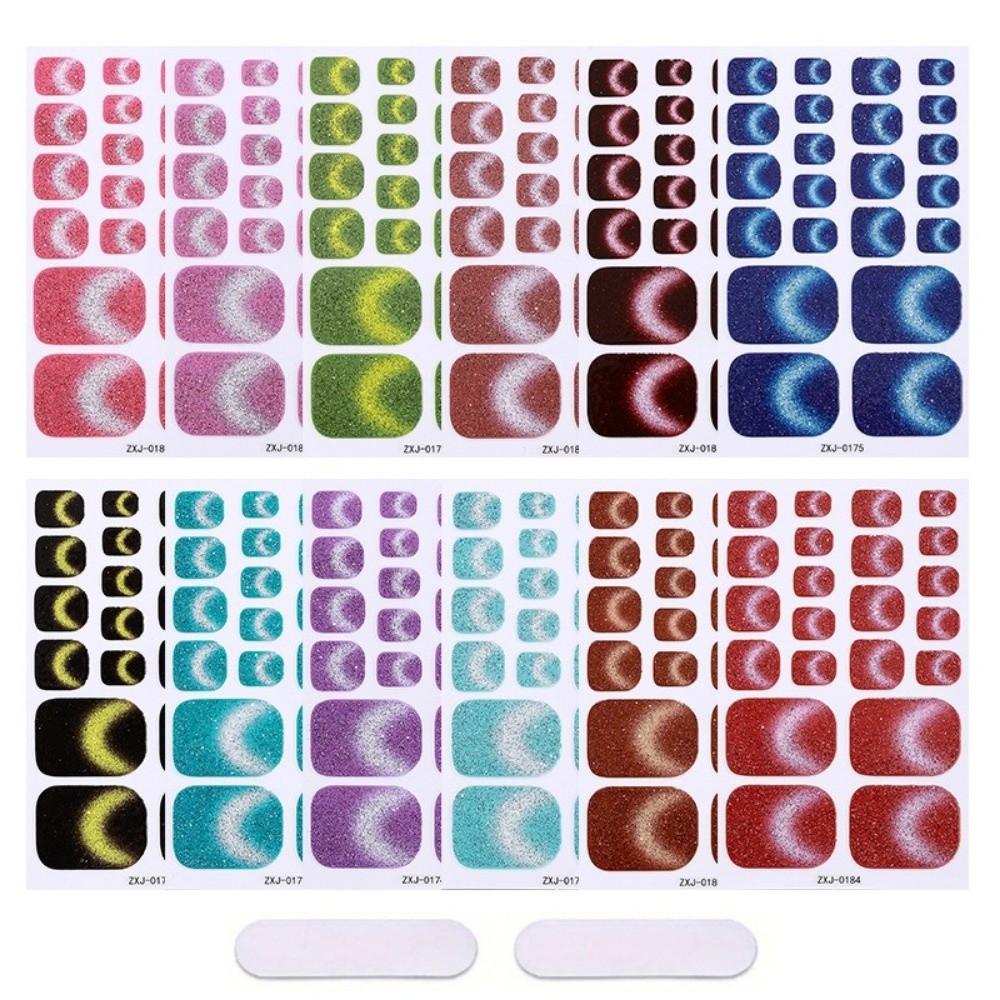 6Sheets Shimmering Glitter Toenail Stickers Colorful Toe Nail Sticker Summer Use