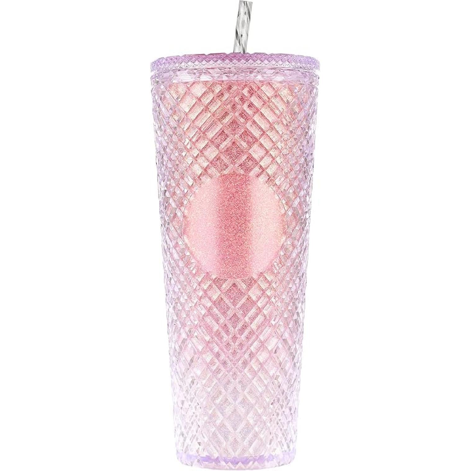 

Тамблер с крышкой, Чашка для кофе со льдом, Дорожная кружка, Многоразовые пластиковые стаканы, Тамблеры с двойными стенками и изоляцией, с герметичными крышками, Не содержит БФА, 24 унции, Глиттерно-розовый розовый