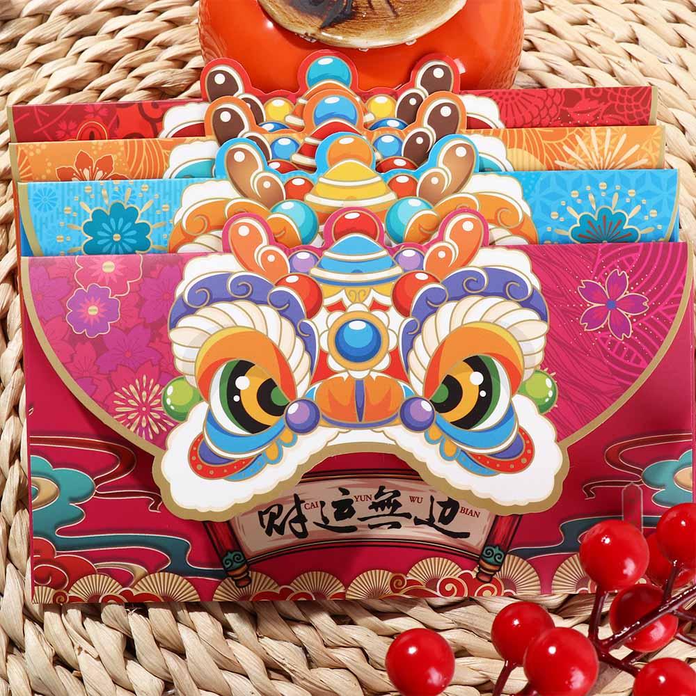 1pcs Lion Dance Dragon Year Red Envelope Red Cartoon Luck Money Envelopes Cute Chinese Style Lucky Money Pocket Chinese New Year