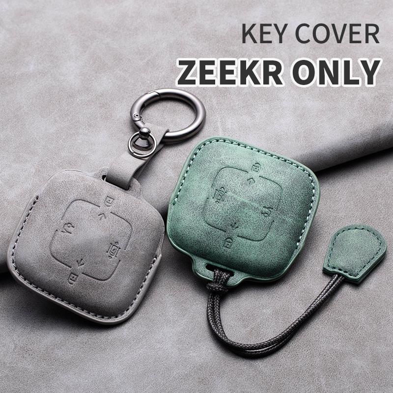 Interior Mouldings Sheepskin 4 Buttons Car Remote Key Case Cover for Zeekr 001 X 2021 2022 2023 for ZEEKR 001 009 Full Protector
