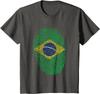 Patriotic Fingerprint Brazil Brazilian Flag Men TShirt Short Sleeve Casual ONeck  Shirts