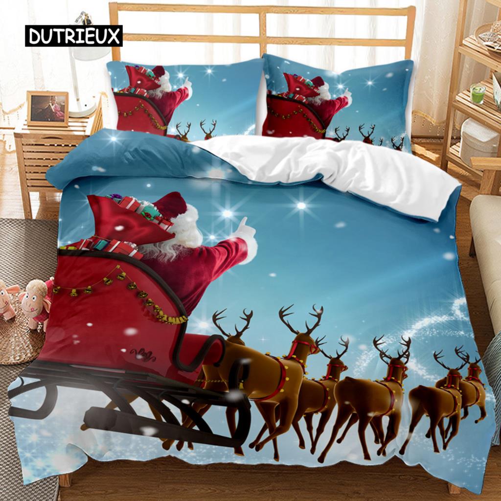 Christmas Duvet Cover Set Christmas Gift Bunny Candle Christmas Theme Bedding Set Double Queen King Size Polyester Quilt Cover
