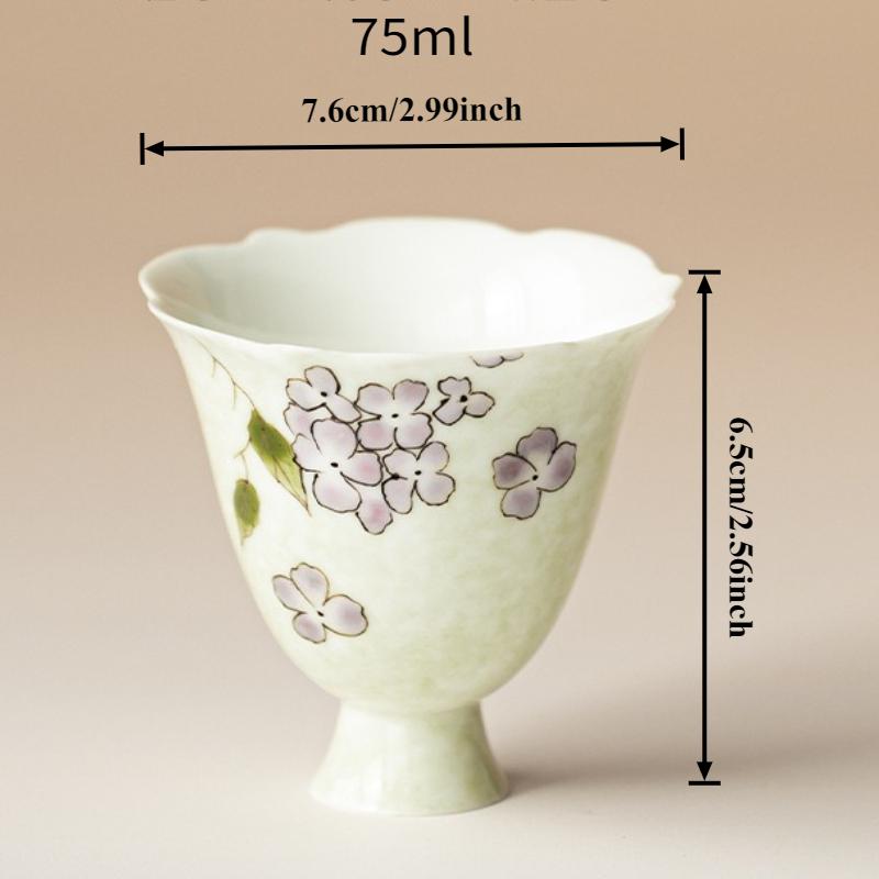 Hand-painted Hydrangea Tea Cup Household Ceramic Kung Fu Tea Set Chinese Master Cup Coaster Teaware Drinkware Kitchen Supplies