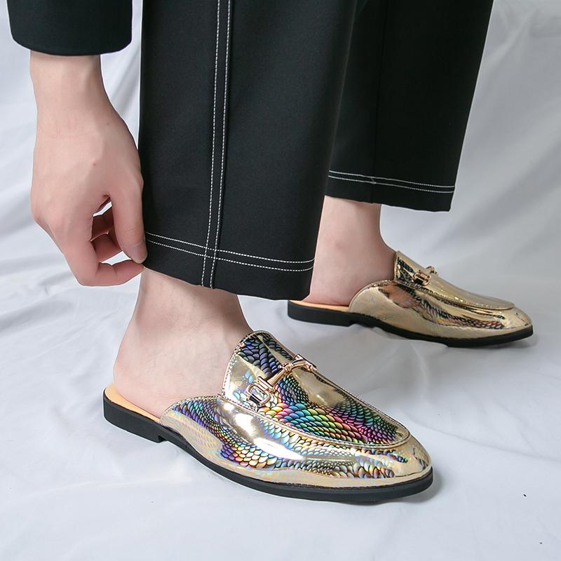 Lyxig Designermärke Herr Läder Halvtofflor Loafers Skor Sommar Andningsbara Herr Casual Skor Mode Tofflor Loafers Tofflor