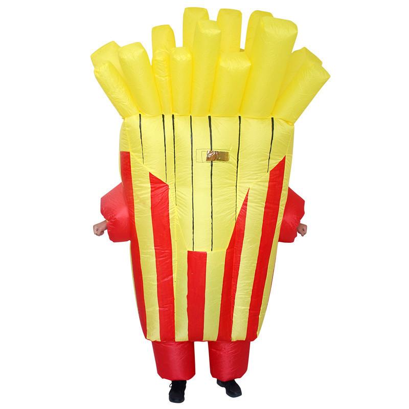Lustiges und skurriles aufblasbares Kostüm Lustiges Soda-Getränkebecher-Hamburger-Pommes-Outfit für Halloween-Partys