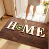 HOME Letter Print Door Mat Brown Retro Wood Grain Print Non-slip Entryway Rug Absorbent Mat Home Decor Rug for Front Door Porch