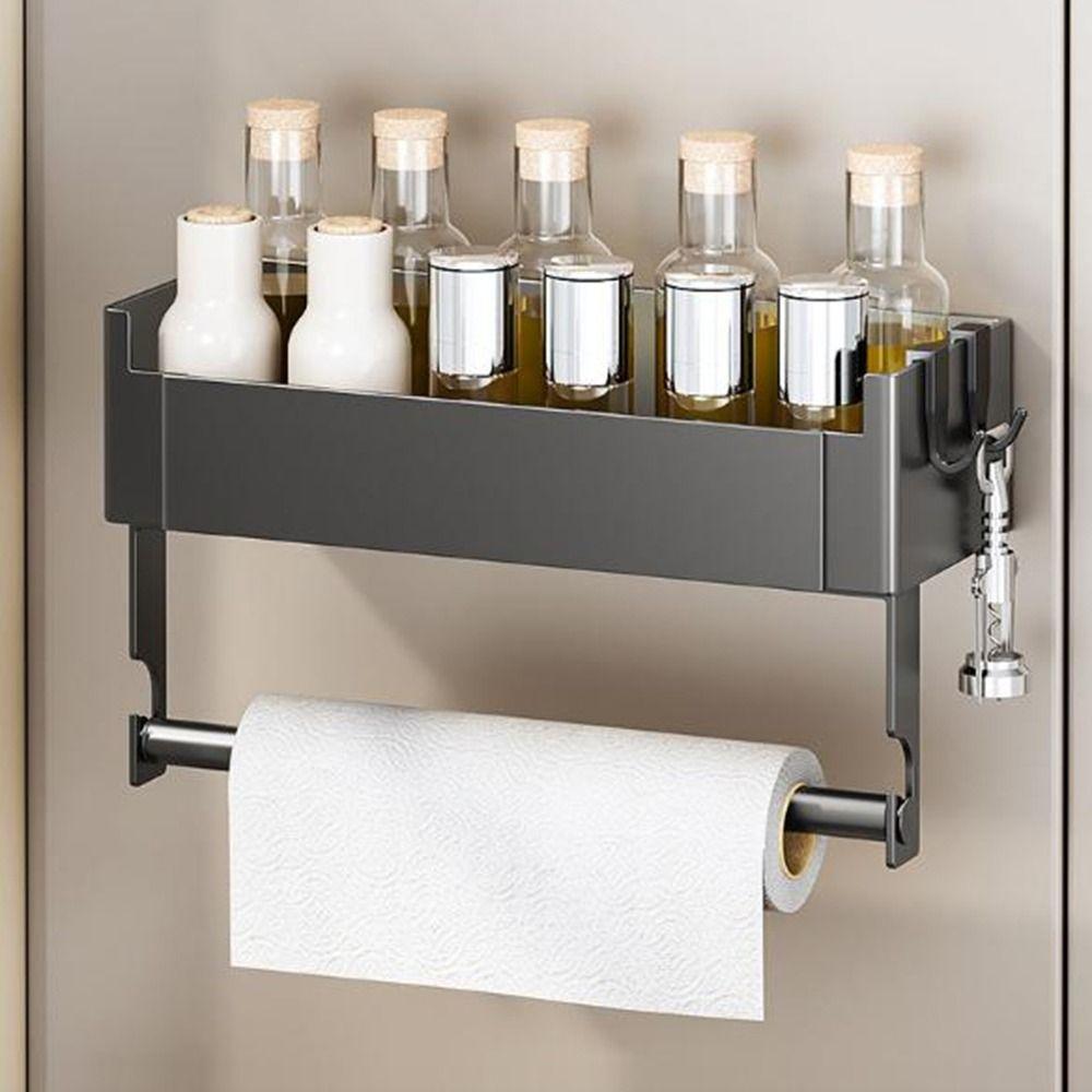 Punch Free Refrigerator Magnetic Shelf Carbon Steel Cling Film Storage Rack  Washing Machine