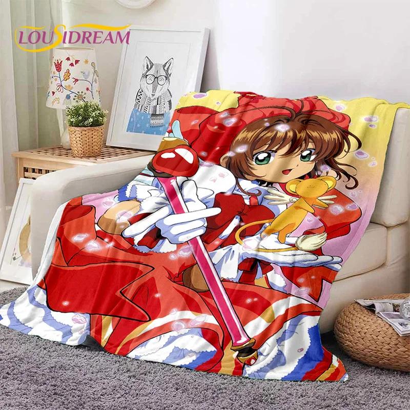 Cartoon Cute Sakura Card Captor Girl Soft Blankets,Keep Warm Throw Blanket Comfortable Blanket for Picnic Beds Sofa Home Bedroom