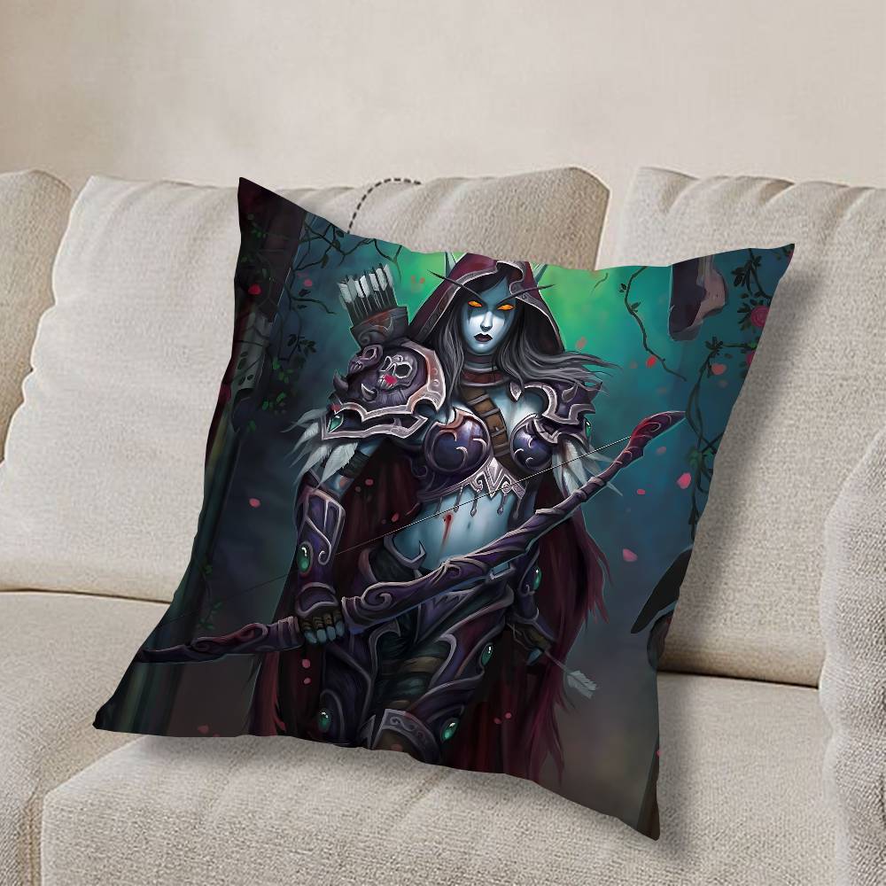 GAME W-World Of Warcraft-ES Pillow Case Anti-dustmite Pillowcase Invisible Zipper Silky Short Plush Sofa Cushion Cover