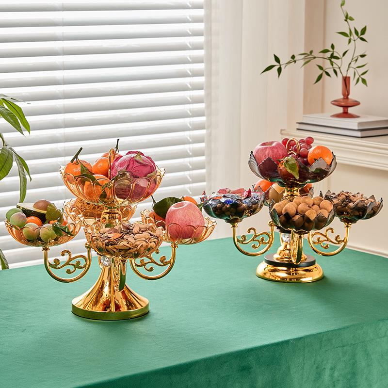 Multi Layered Rotating Crystal Fruit Basket Tray Organizer Stand Lotus Leaf Festival Dinner Party 1Pc