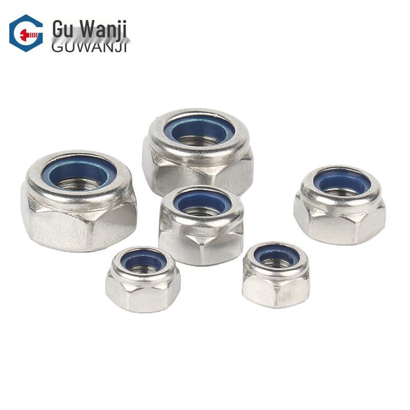 304 Stainless Steel Anti-Loosening Self-Locking Nut with Fine Thread and Reverse Thread Options (Sizes: M4, M5, M6, M8).