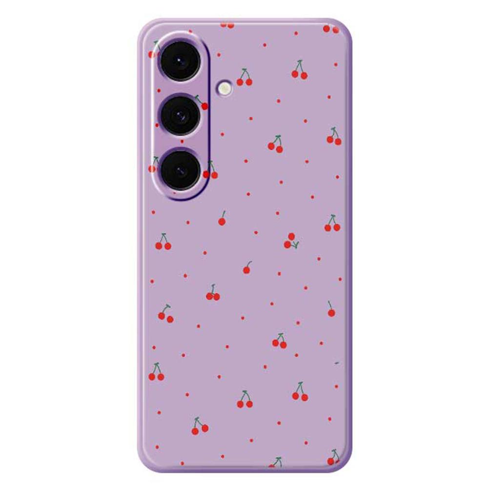 For Samsung Galaxy S24 FE Case Red Cherry Pattern Printing Straight Edge TPU Phone Back Cover