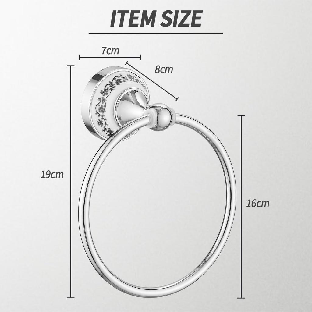 Mitoland Antique Towel Ring, Towel Rack, for Toilets, Kitchens, Washrooms, and Bathrooms, Screw-Included, Wall-Mounted, Durable, Silver, 16cm