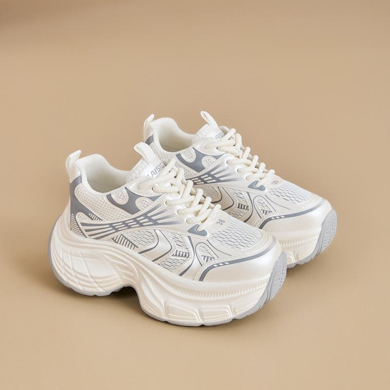 Inner Heightening Polyurethane Dad Shoes Women's 2025 New Spring Versatile Fried Street Muffin Platform Casual Sports Shoes