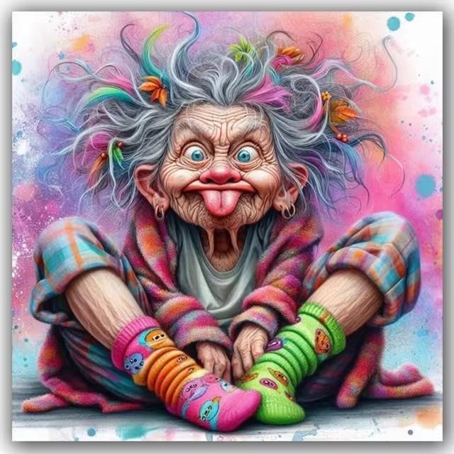 Grandma's Old Fashioned 5D Full Diamond Painting Kits,Happy Grandma And Grandpa Drink DIY Drills Mosaic Embroidery Cross-Stitch