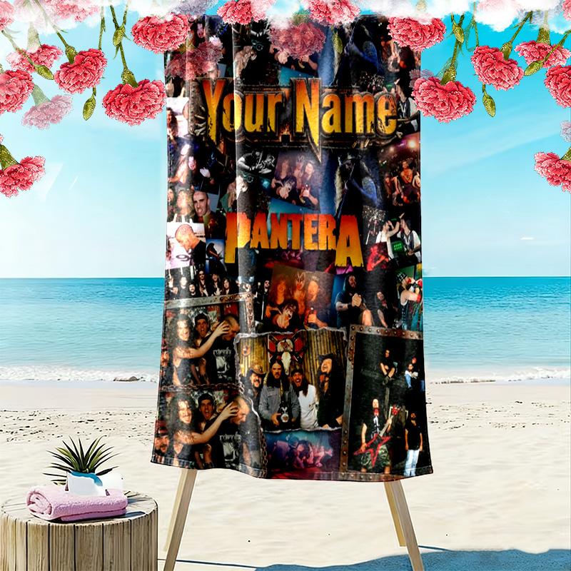 Name Custom Pantera Band Print Beach Towel, Large Soft Quick Dry Towel for Beach Camping Swimming