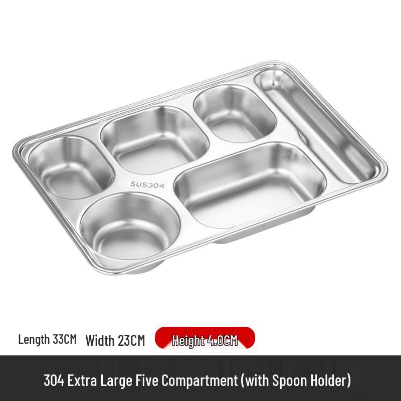 304 Stainless Steel 5-Compartment Divided Dinner Plate