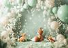 Photography Background Jungle Wildlife Fox Bear Balloon Decoration Kids Birthday Party Cake Smash Photo Background Banner