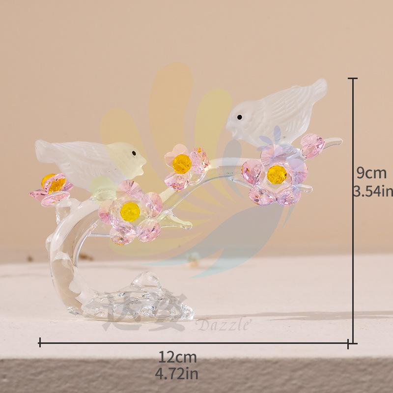 

Хрустальное украшение в виде птицы на ветке: Элегантный декор в китайском стиле для гостиной или обеденного стола - Идеальный подарок для пар и друзей