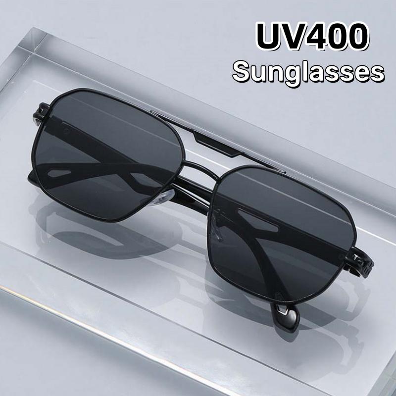 Fashionable Versatile Square Framed Metal Sunglasses Trendy UV Resistant Glasses Going Out Street Photography Walk The Show