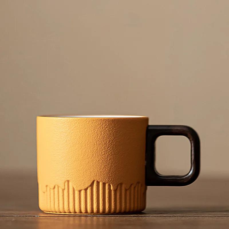 Kiln transmutation 70ml Gradient ceramic tea cup with handle heat-resistant coffee cup, household hand drawn mini minimalist mug