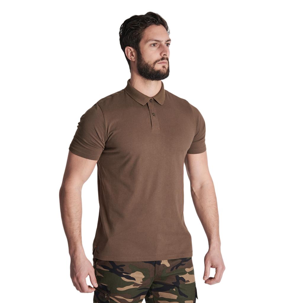 DECATHLON 500 Series Solid Color Sporty Breathable Soft Polo Shirt Men's Black Wood Color