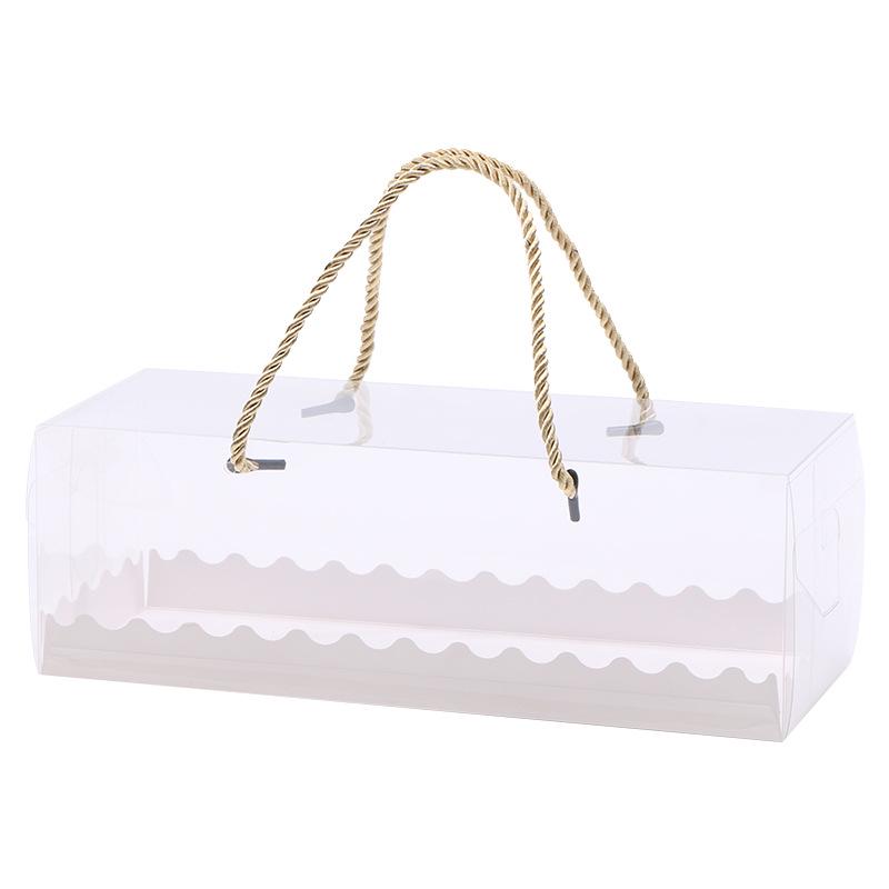 Transparent PET Swiss Roll Cake Box with Handle