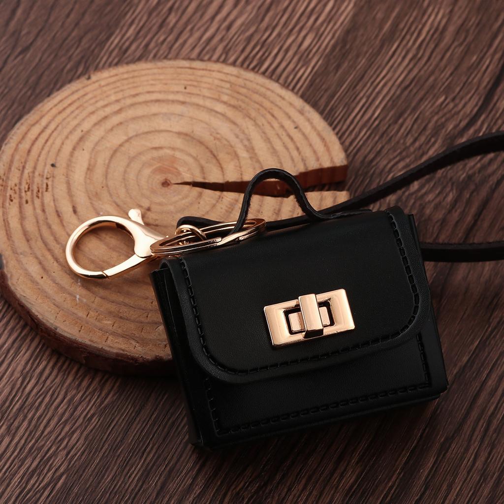Mini Leather Openable Small Bag Keychain Pu Leather Hand Strap Coin Purse Accessories Pendant Mobile Phone Bag Jewelry Gift