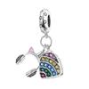 Multi Color Charms Fit Fashion Original Bracelets 925 Silver Colorful Zircon Rainbow Bead Love Heart Clip Charm DIY Jewelry