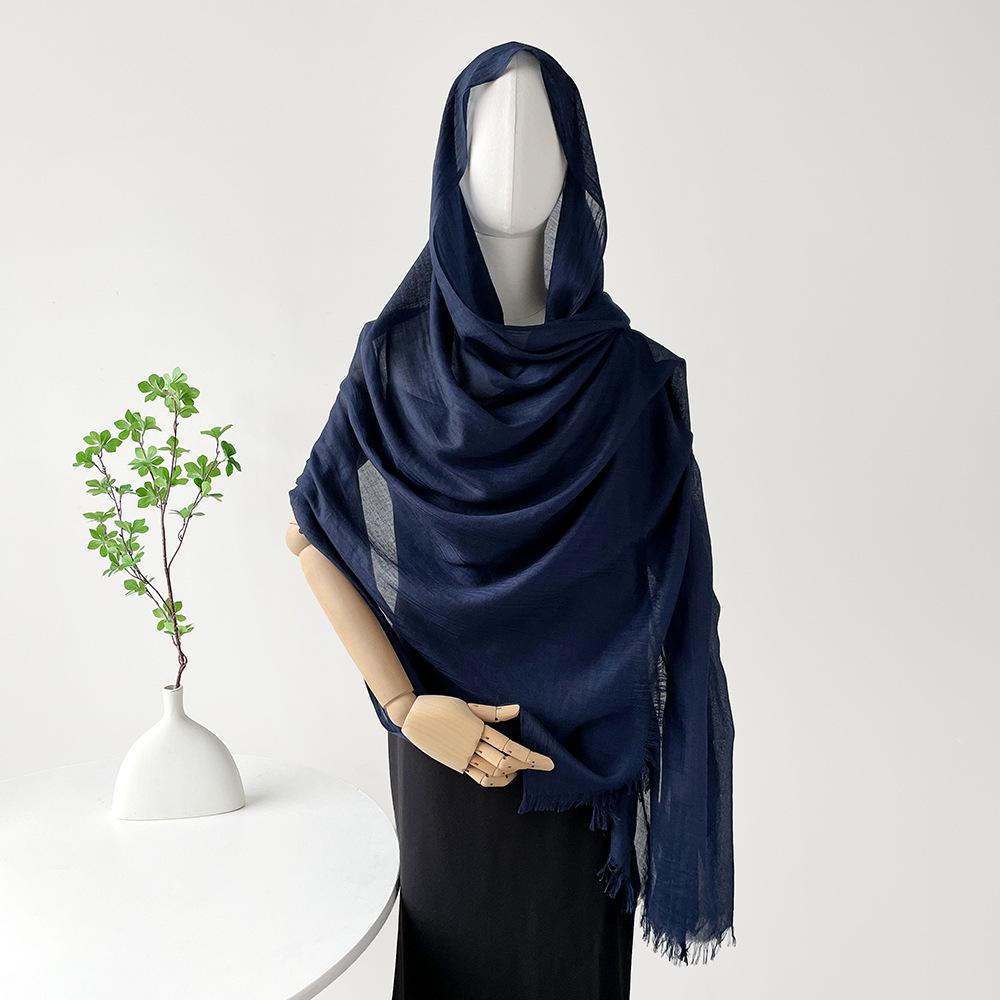 Summer versatile cotton and linen scarf shawl lengthened solid color yarn shawl sunscreen shawl simple scarf silk scarf women
