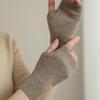 Women's 100% Pure Cashmere Half-Finger Gloves: Fingerless, Plain Knit, Warm and Cozy for Autumn/Winter