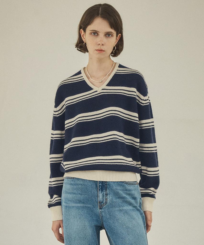 Banwonateullie Kn4253 Wool Stripe Knit_Navy