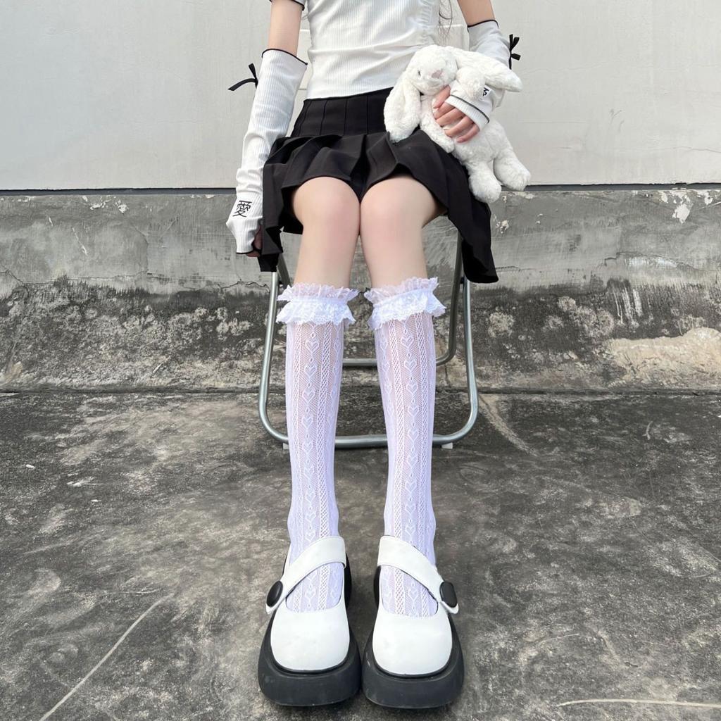 Lolita Japanese Lace Love Summer Thin Tube Socks Jk Soft Sister White Sweet Breathable Calf Socks