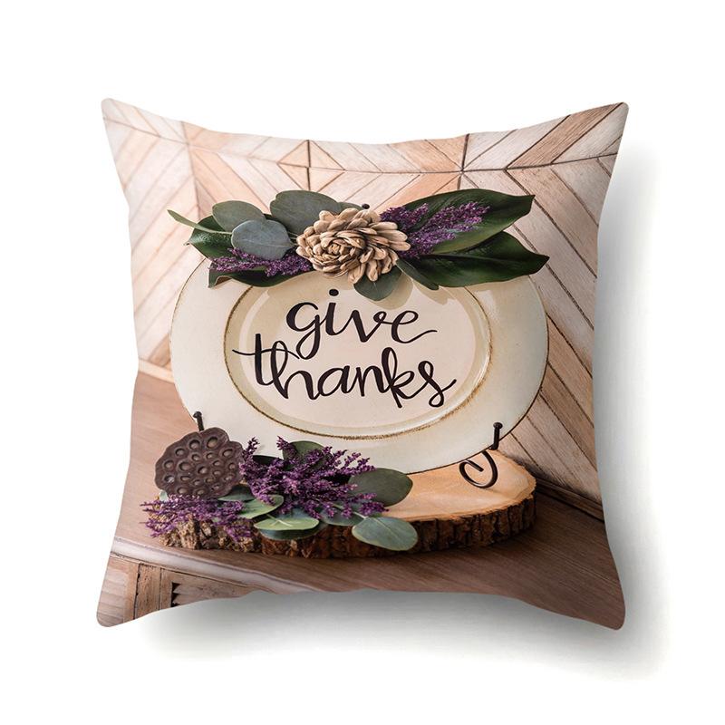 Thanksgiving Pillowcase Blessing Maple Leaf Pumpkin Sofa Cushion Cover Office Home Living Room Pillowcase