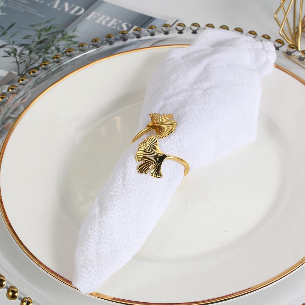 Metal, Double Ginkgo Leaves, Napkin Ring, Minimalist, Leaf Napkin Ring, Wedding Hotel, Table Setting, Wedding Party Decoration
