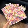 71Cm New Chinese Simulation Silk Square Scarf Soft and Skin-friendly Ink Flower Rhyme Printing Silk Scarf Neck Sunscreen Small Scarf