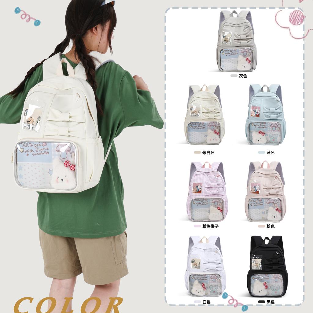 Schoolbagins Wind Large Capacity Junior High School Student School Bag Female Korean Edition Girl Transparent Backpack Personalized Versatile Campus